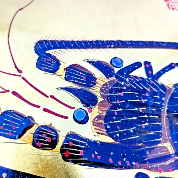 Vintage Japanese Ise-Ebi Lobster Gold Leaf Lacquer Platter 19" Signed - Picture 12 of 15